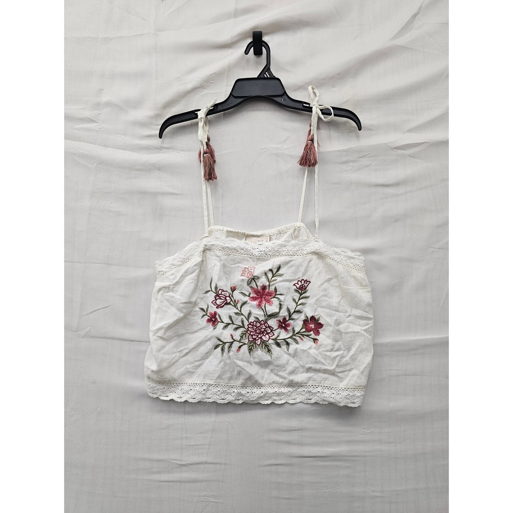 Universal Thread Womens Embroidered Camisole White Linen Blend Size Large